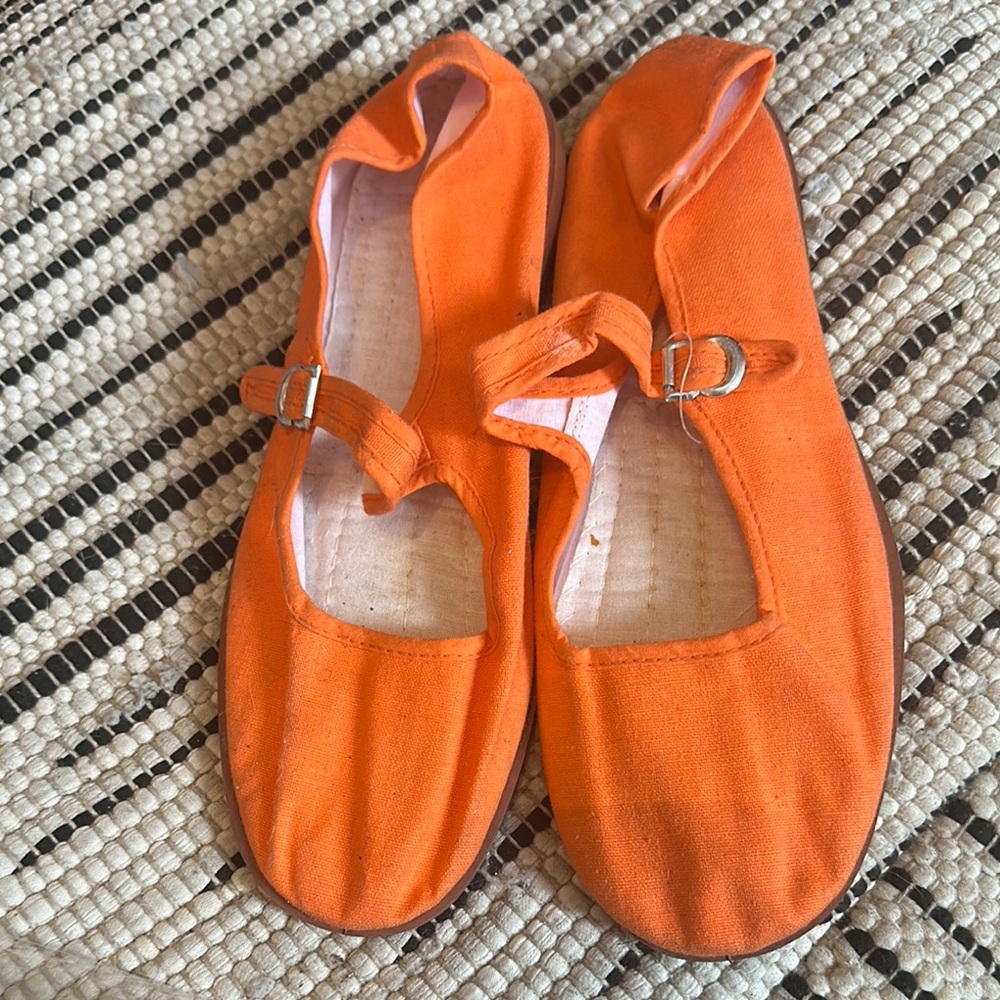 Vibrant Orange Ballet Flats